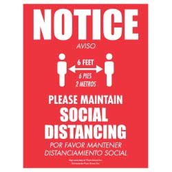 Notice Please Maintain Social Distancing (English/Spanish)