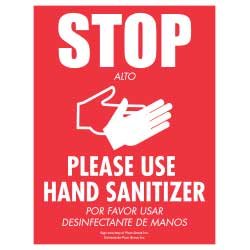 Stop – Please Use Hand Sanitizer (English/Spanish)
