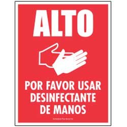 Alto Por Favor Usar Desinfectante de Manos (Spanish)