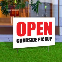 Open Curbside Pickup Yard Sign