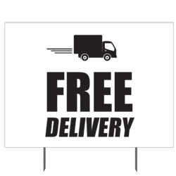 Free Delivery With Truck Icon B&W Yard Sign