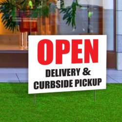 Open Delivery & Curbside Pickup Yard Sign