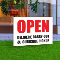 Open - Delivery, Carry-Out & Curbside Pickup Yard Sign